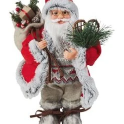 GALERIA Home Santa-Figur, Stehend, 30 Cm ROT/ GRAU