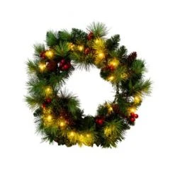 Näve Leuchten LED-Weihnachtskranz Mit Beeren Und Tannenzapfen - D: 35cm