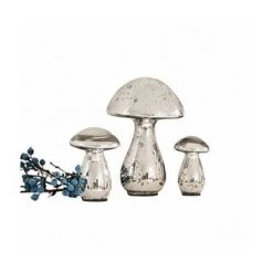 LOBERON Deko-Pilze 3er Set Périgord Antiksilber Antiksilber