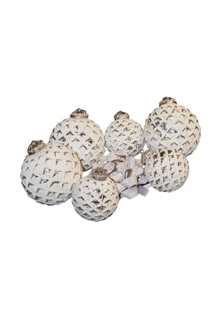 LOBERON Weihnachtsschmuck 6er Set Ambria Antikweiß Antikweiß 3 LOBERON Weihnachtsschmuck 6er Set Ambria Antikweiß Antikweiß