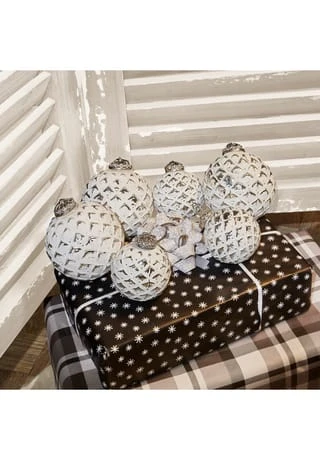 LOBERON Weihnachtsschmuck 6er Set Ambria Antikweiß Antikweiß 4 LOBERON Weihnachtsschmuck 6er Set Ambria Antikweiß Antikweiß – Bild 2