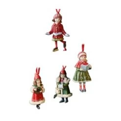 LOBERON Anhänger 4er Set Nostalgic Rot/grün Rot/grün