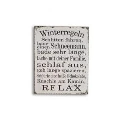 LOBERON Dekoboard Winterregeln Antikweiß